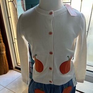NWT Gymboree pumpkin button sweater. Size 6.